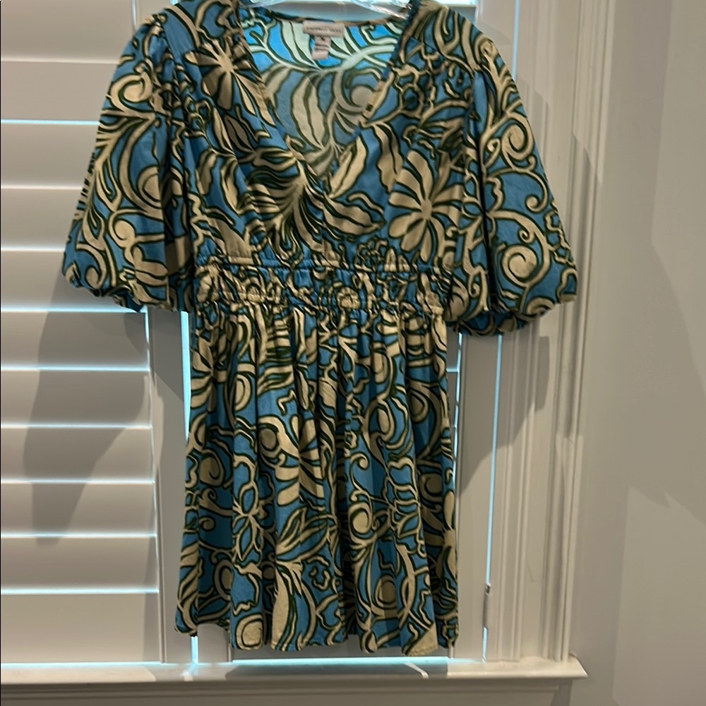 Floral Blue and Cream Dress- Junior size M or Women's S